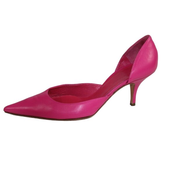 Balenciaga Fiery Pink Leather Knife Toe Open Side Stiletto Heel, Size 36.5 - Picture 4 of 10